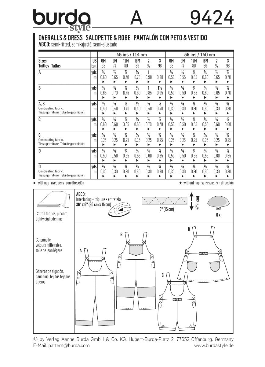 Patron de Couture Burda 9424 Pantalon et robe - Ribes y Casals