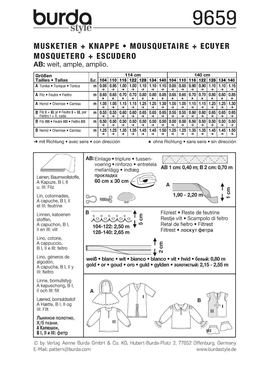 Patrón Burda 9659 Mosquetero - Ribes y Casals