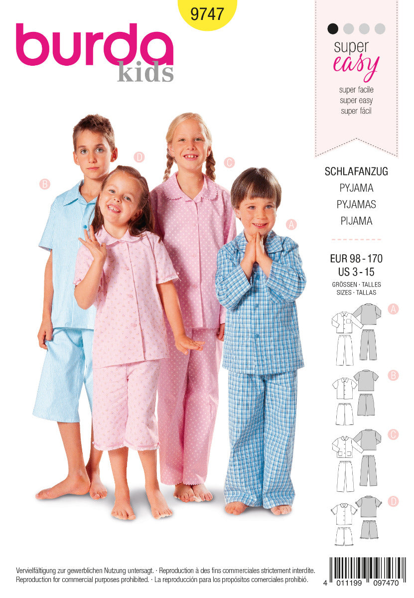 Patron de Couture Burda 9747 Pyjamas - Ribes y Casals