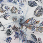 Strass en tulle bleu grisâtre « Branches » - Ribes y Casals