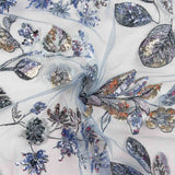 Strass en tulle bleu grisâtre « Branches » - Ribes y Casals