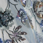 Strass en tulle bleu grisâtre « Branches » - Ribes y Casals