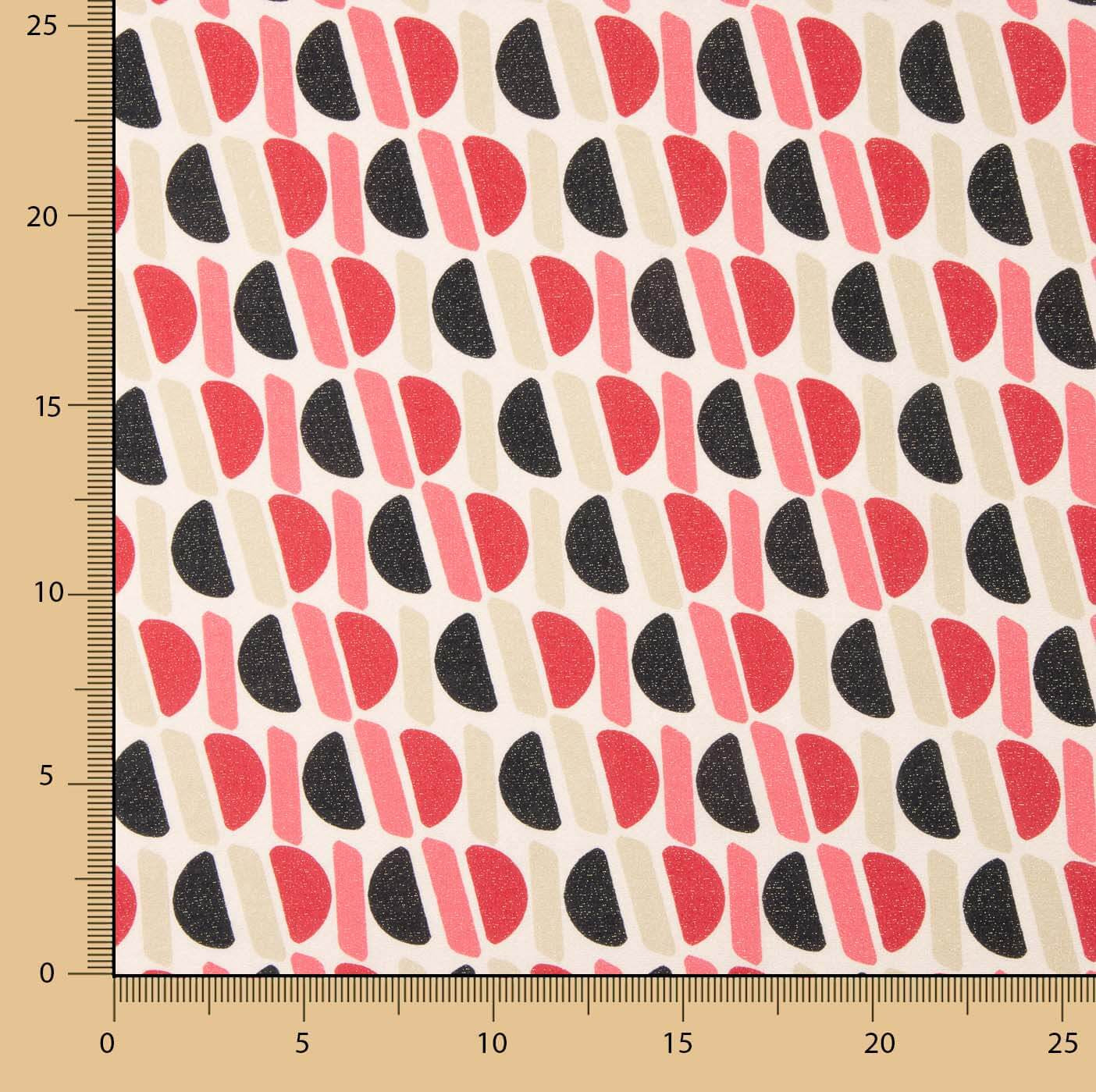 Viscose satinée avec motifs imprimés géométriques avec lurex rose et noir - Ribes y Casals