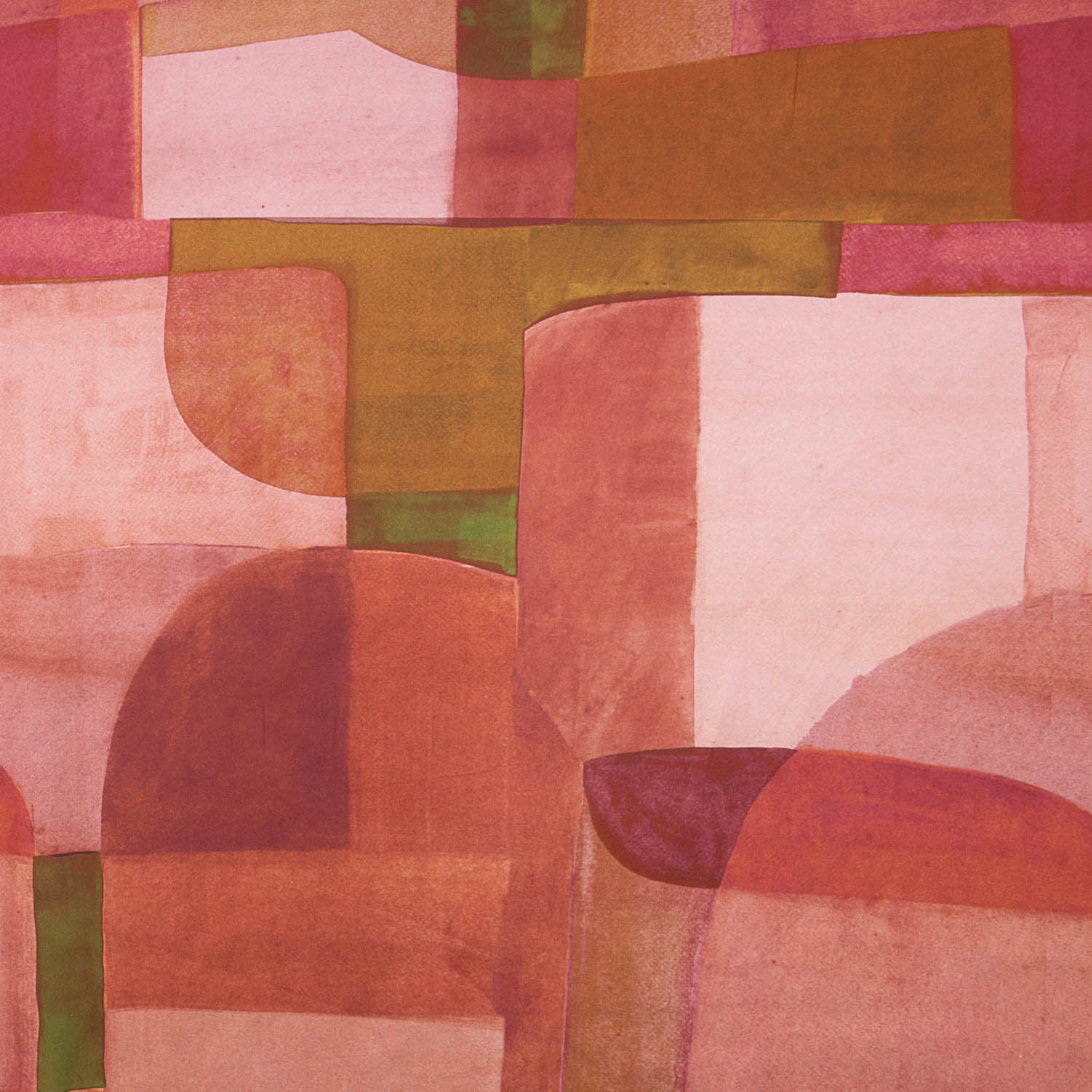 Satin polyester imprimé motif géométrique terracotta - Ribes y Casals