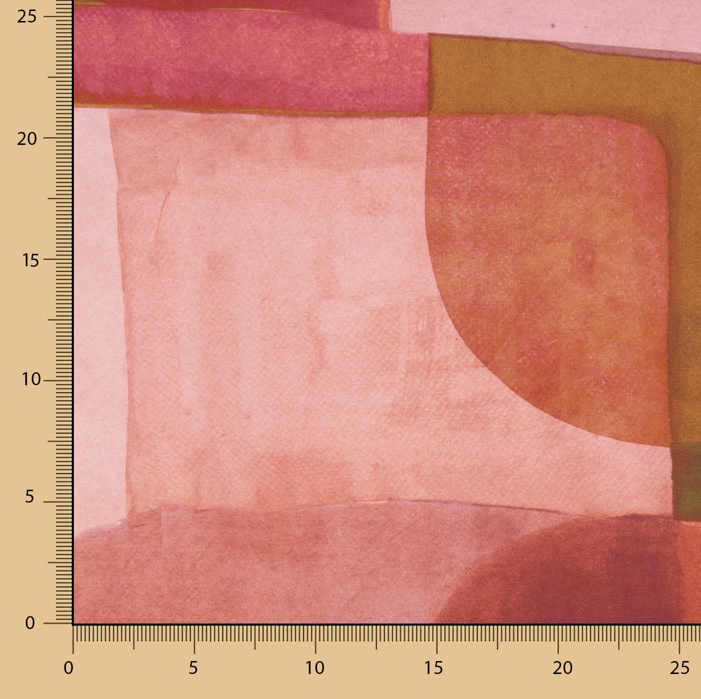 Satin polyester imprimé motif géométrique terracotta - Ribes y Casals
