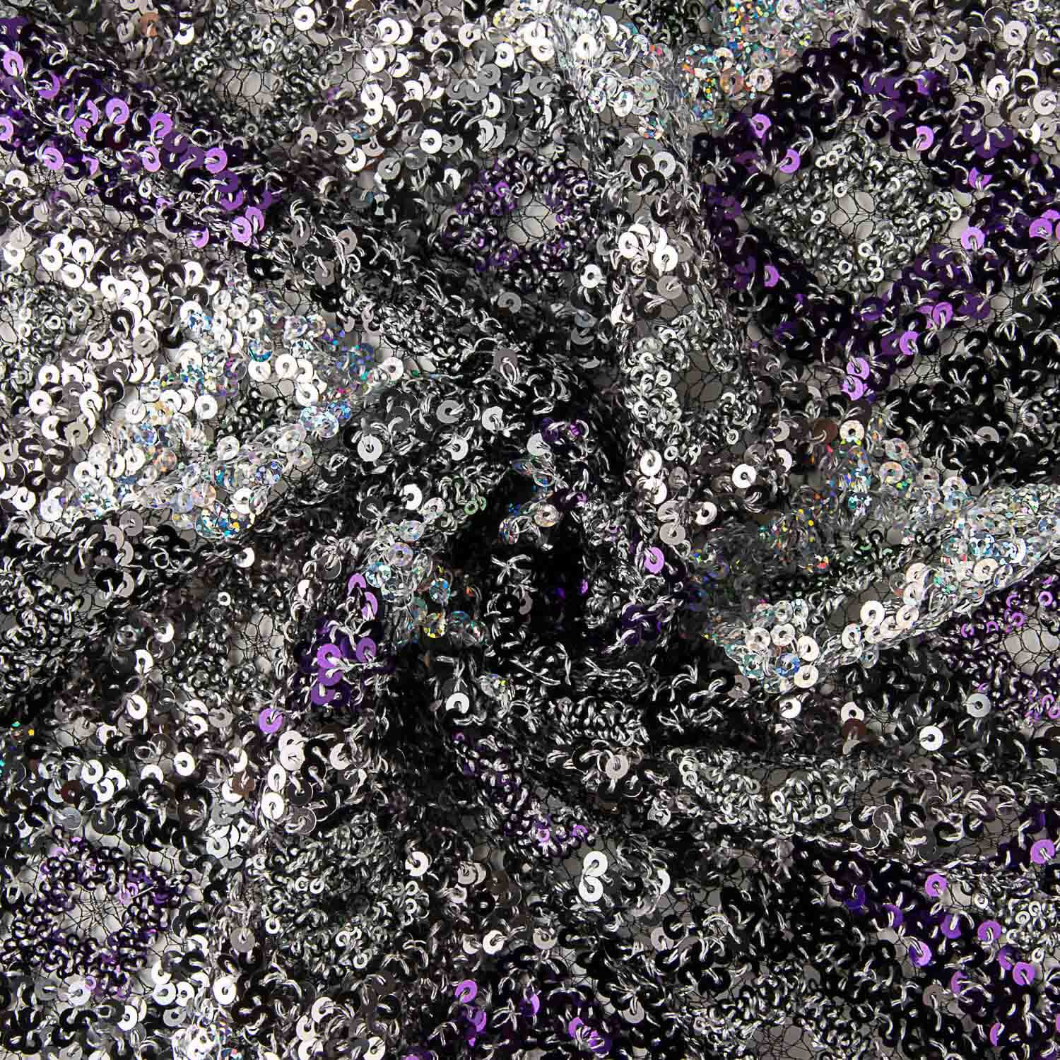 Dentelle fantaisie losanges argent et mauve - Ribes y Casals