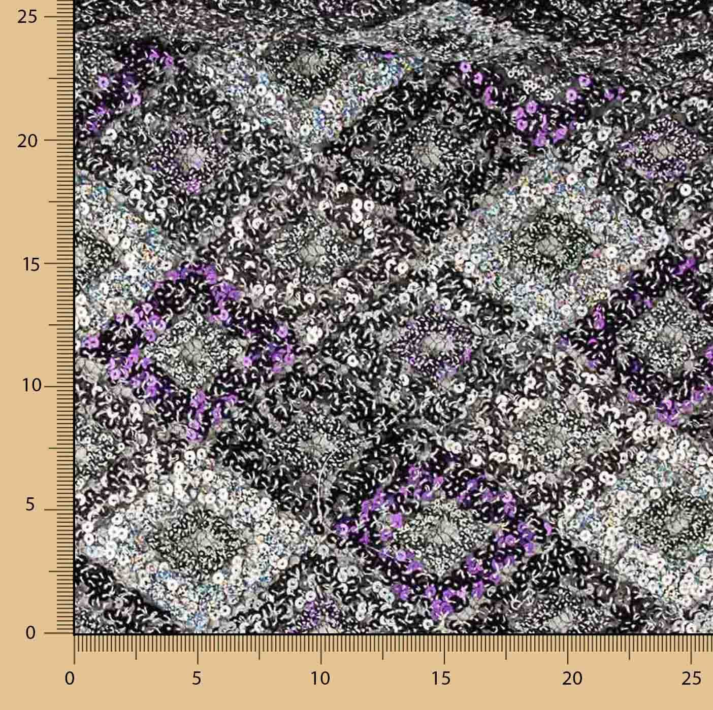 Dentelle fantaisie losanges argent et mauve - Ribes y Casals