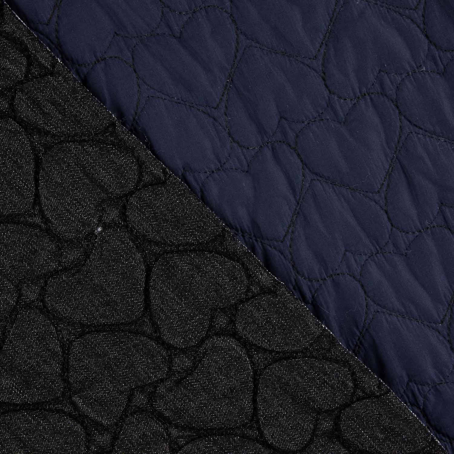 Coussin double face « Cœurs » Tejano noir et bleu marine - Ribes y Casals