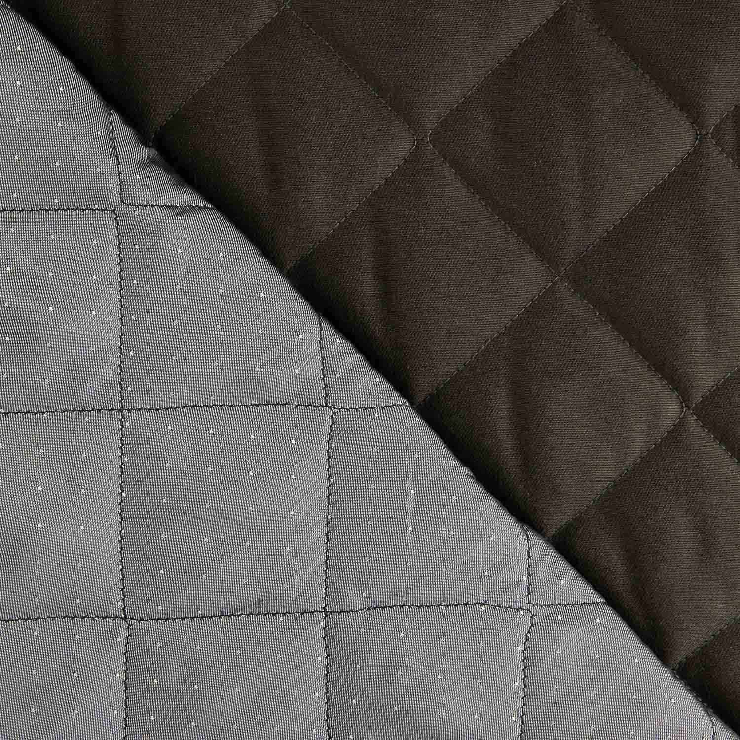 Coussin en sergé double face vert grisâtre et plumetis gris - Ribes y Casals