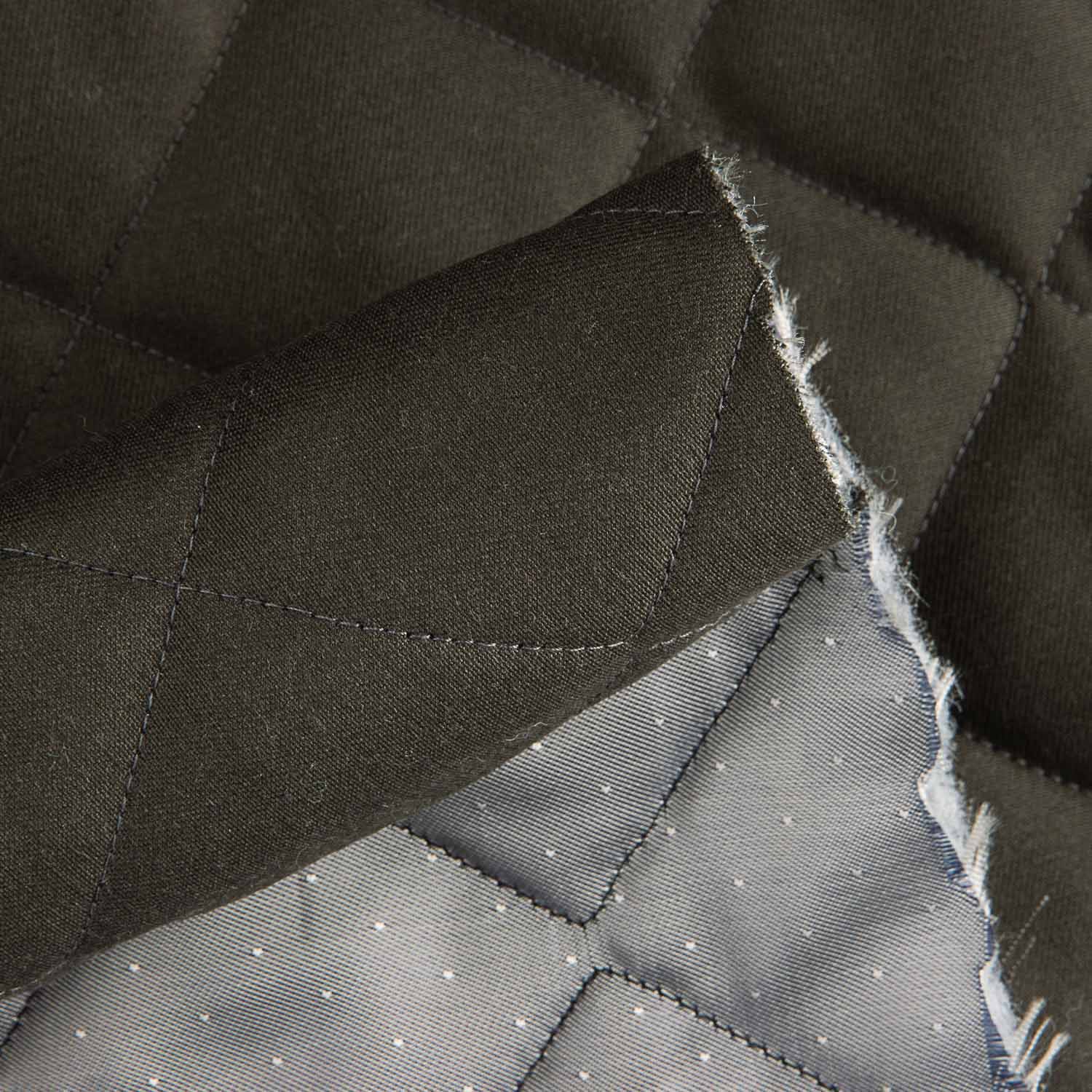 Coussin en sergé double face vert grisâtre et plumetis gris - Ribes y Casals