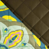 Coussin matelassé en sergé double face vert kaki et satin multicolore - Ribes y Casals