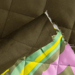 Coussin matelassé en sergé double face vert kaki et satin multicolore - Ribes y Casals