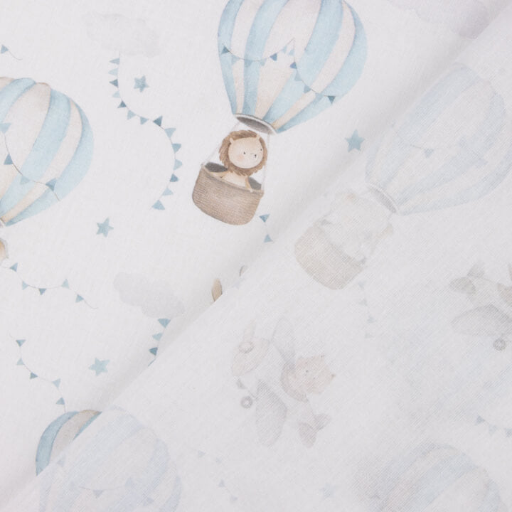 Percale imprimée « Ballons et avions » bleu - Ribes y Casals