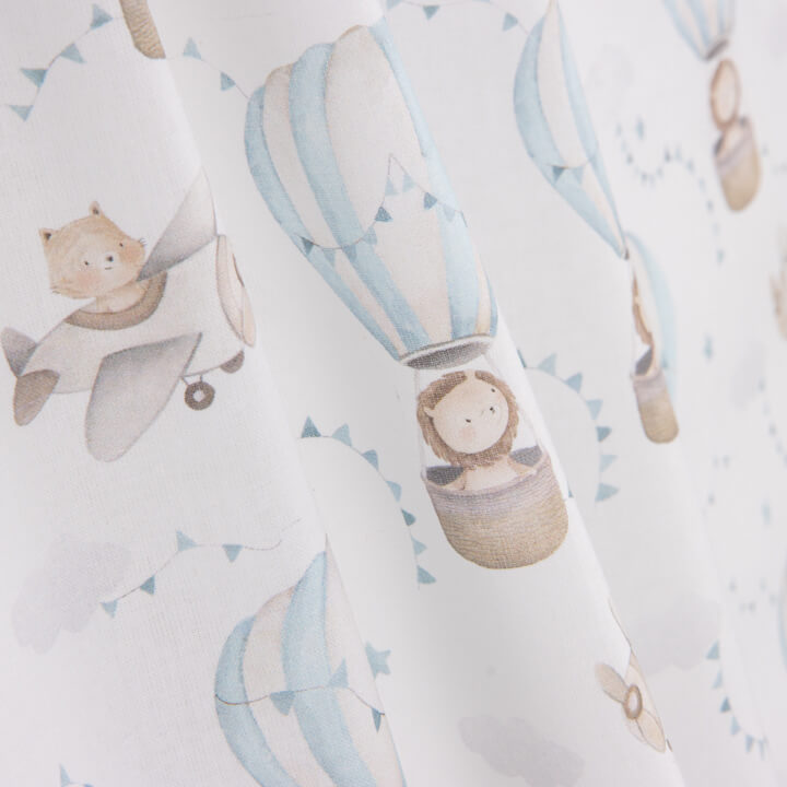 Percale imprimée « Ballons et avions » bleu - Ribes y Casals