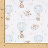 Percale imprimée « Ballons et avions » bleu - Ribes y Casals