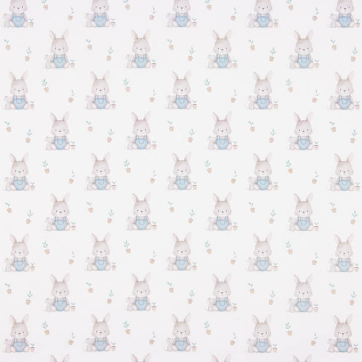 Percale imprimée « Petits lapins » bleue - Ribes y Casals