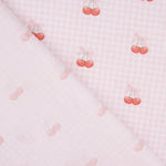 Percale imprimée cerises, carreaux vichy roses - Ribes y Casals