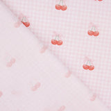 Percale imprimée cerises, carreaux vichy roses - Ribes y Casals