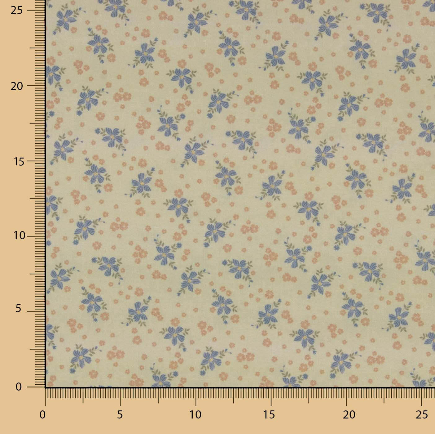 Percale imprimée de petites fleurs bleues et roses - Ribes y Casals