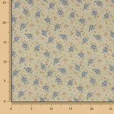 Percale imprimée de petites fleurs bleues et roses - Ribes y Casals