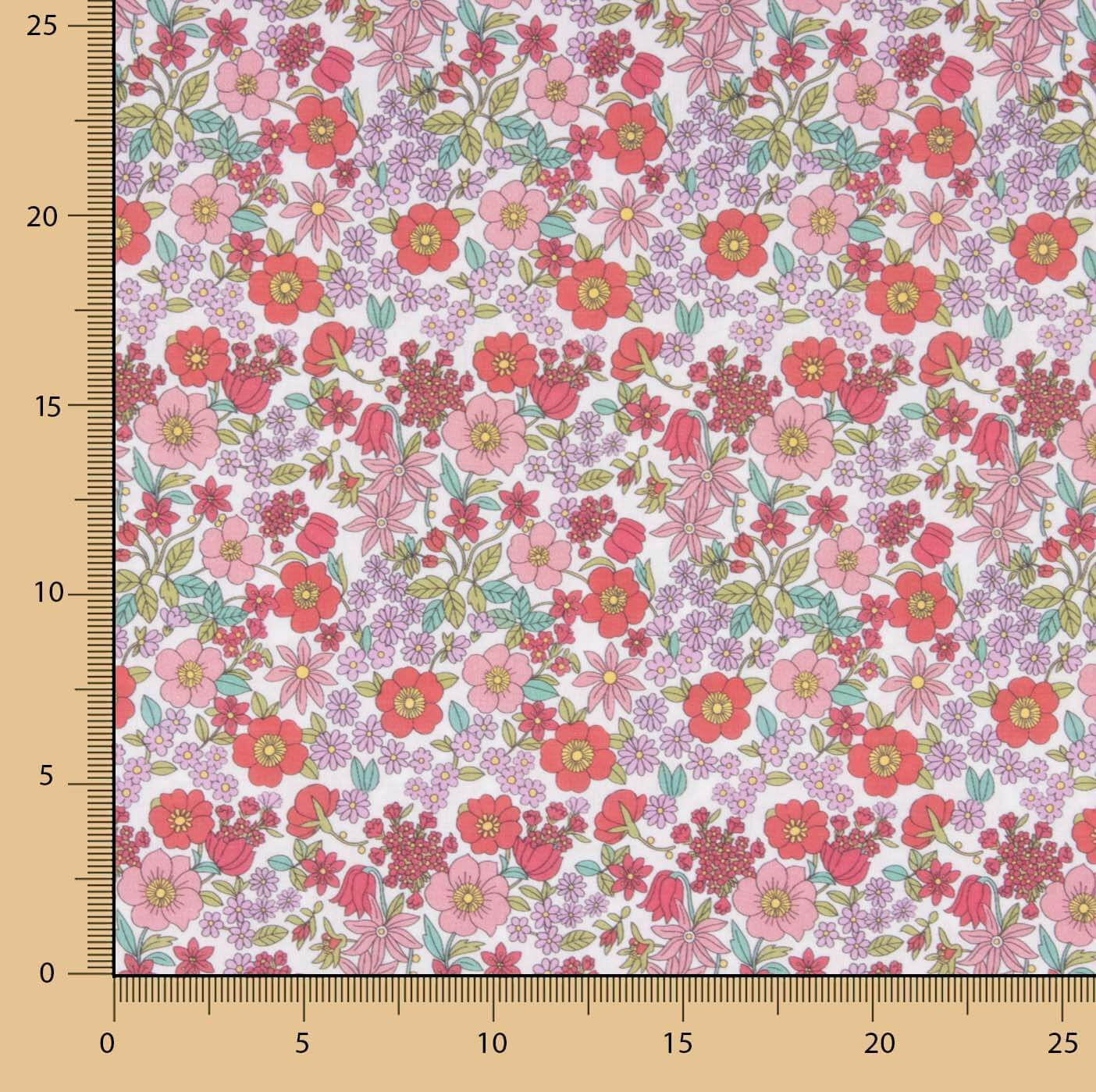 Percale imprimée « Jardin floral rose » - Ribes y Casals