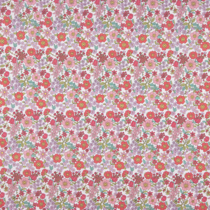 Percale imprimée « Jardin floral rose » - Ribes y Casals