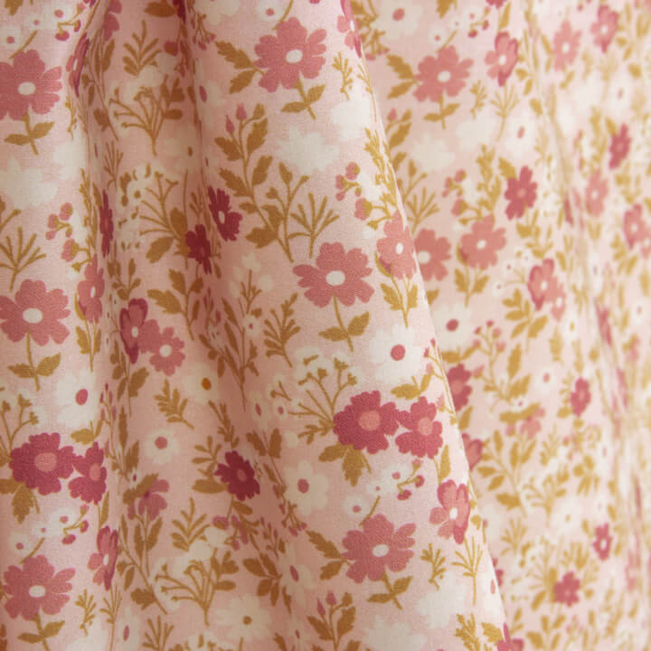 Percale imprimée de fleurs sauvages roses - Ribes y Casals