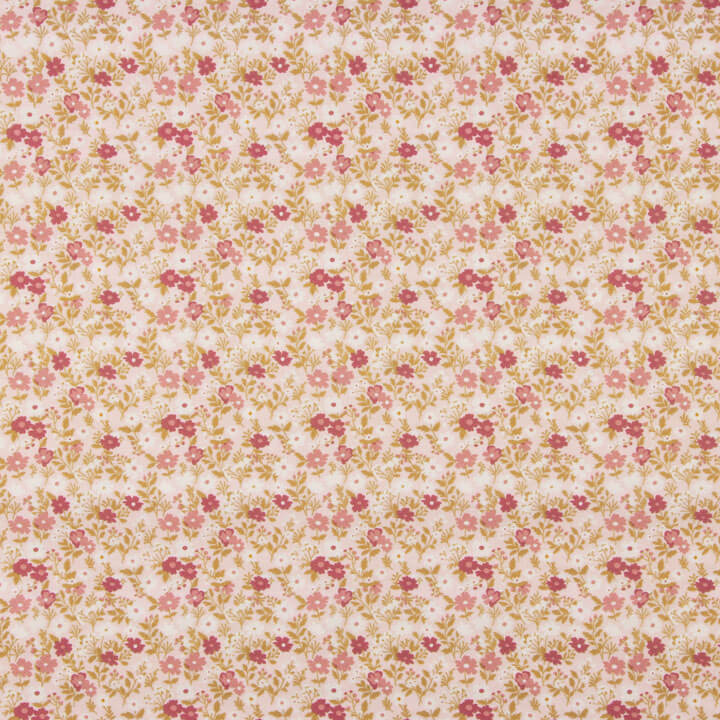 Percale imprimée de fleurs sauvages roses - Ribes y Casals