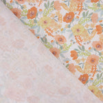 Percale imprimée fleurs aquarelle orange - Ribes y Casals