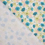 Percale imprimée de fleurs turquoise - Ribes y Casals
