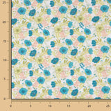 Percale imprimée de fleurs turquoise - Ribes y Casals
