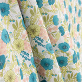 Percale imprimée de fleurs turquoise - Ribes y Casals