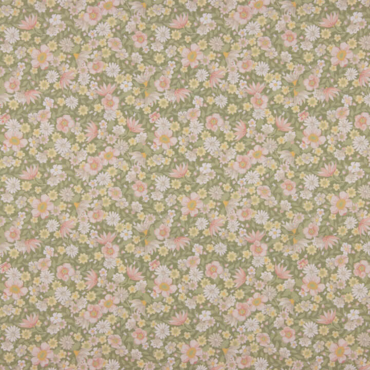 Percale imprimée « Prairie florale verte » - Ribes y Casals