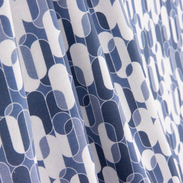 Percale imprimée géométrique rétro bleue - Ribes y Casals