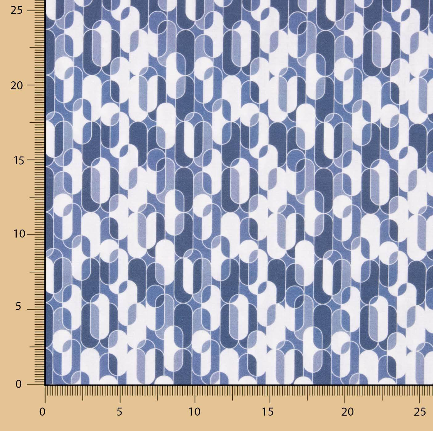 Percale imprimée géométrique rétro bleue - Ribes y Casals