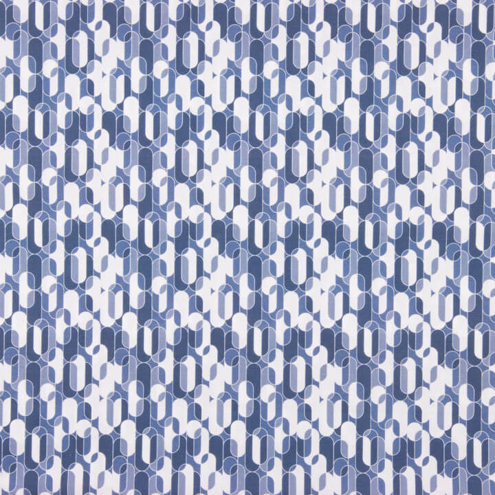 Percale imprimée géométrique rétro bleue - Ribes y Casals