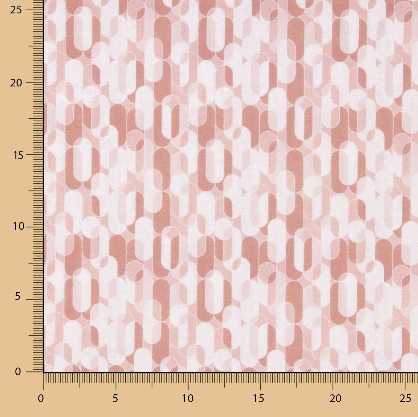 Percale imprimée géométrique rétro rose - Ribes y Casals