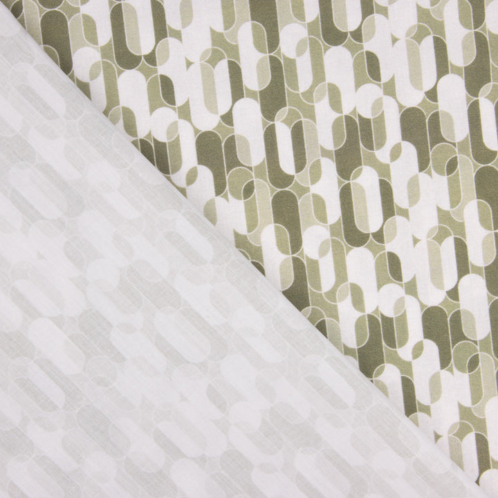 Percale imprimée géométrique rétro beige - Ribes y Casals