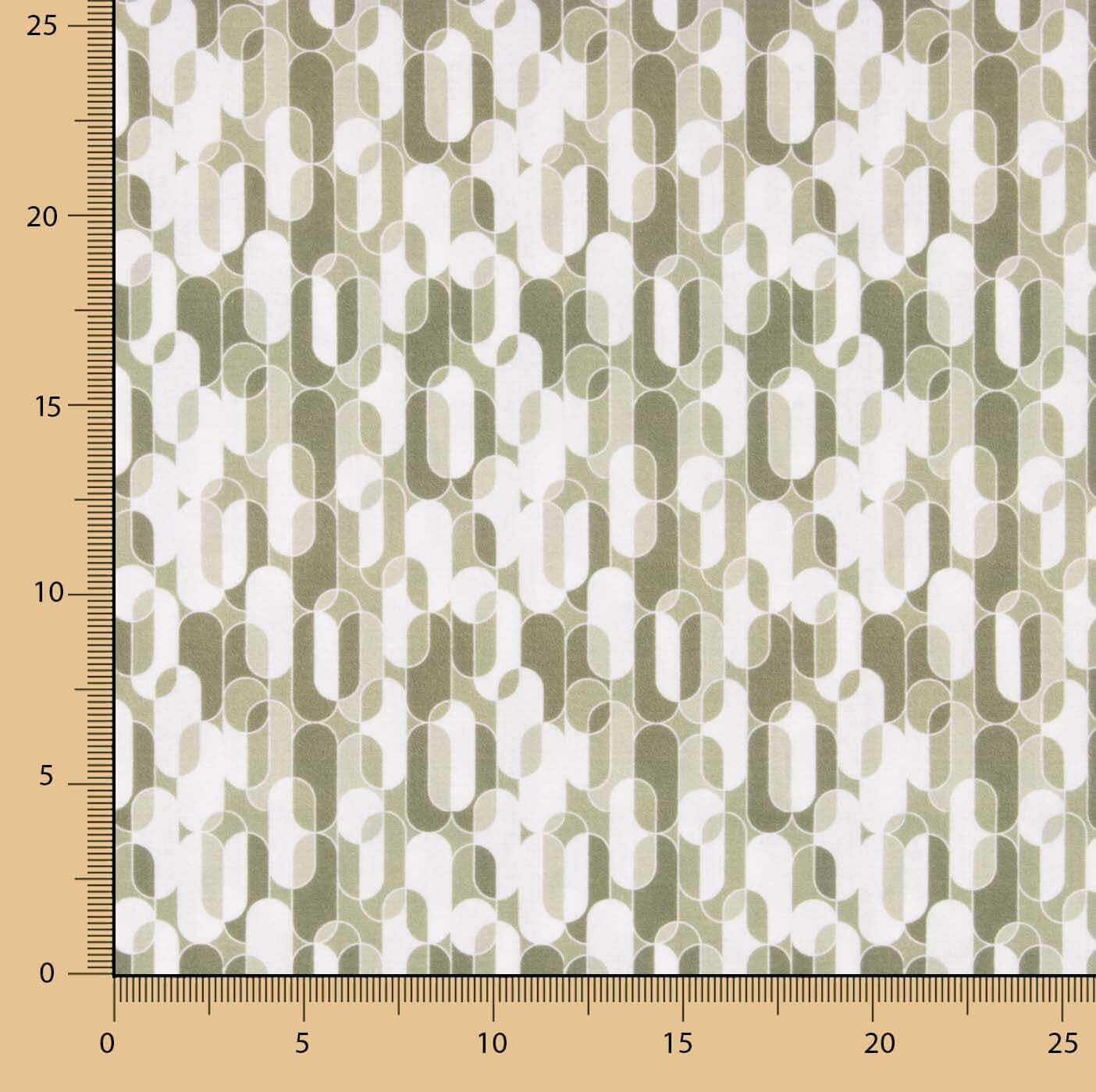 Percale imprimée géométrique rétro beige - Ribes y Casals