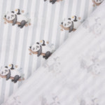Percale imprimée pandas à rayures grises - Ribes y Casals
