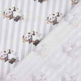 Percale imprimée pandas à rayures grises - Ribes y Casals