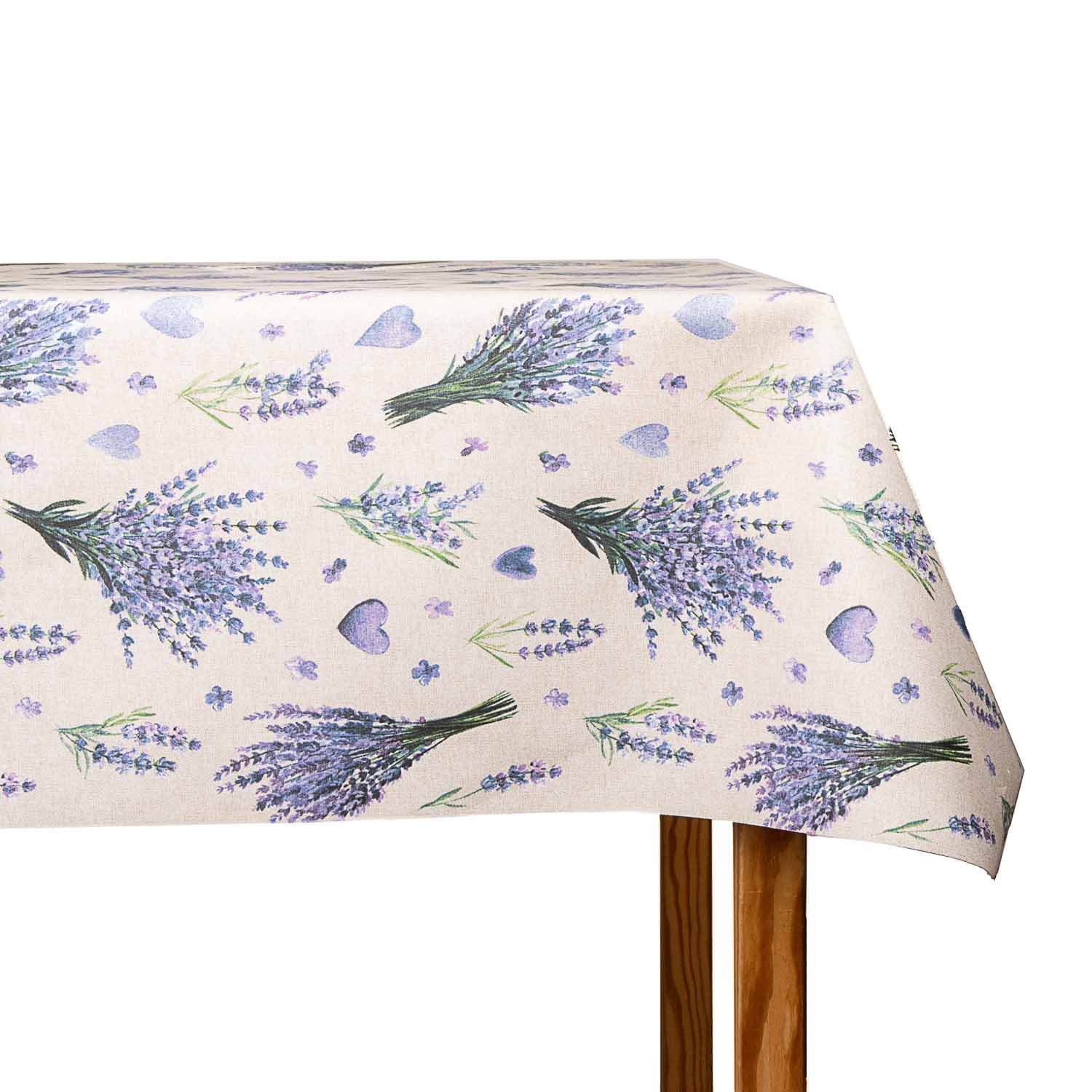 Nappe enduite de résine, motif cœurs et lavande - Ribes y Casals