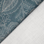 Toile de coton à l'effet de tissu de lin, motif floral provençal, bleu - Ribes y Casals