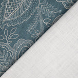 Toile de coton à l'effet de tissu de lin, motif floral provençal, bleu - Ribes y Casals