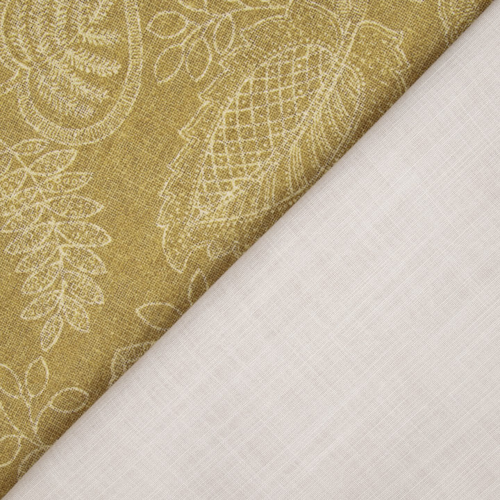 Toile de coton effet tissu de lin à motifs floraux provençaux, couleur moutarde - Ribes y Casals