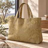 Toile de coton effet tissu de lin à motifs floraux provençaux, couleur moutarde - Ribes y Casals