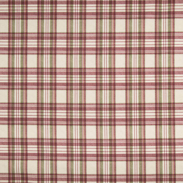 Toile de coton effet tissu de lin à carreaux Balmoral grenat - Ribes y Casals