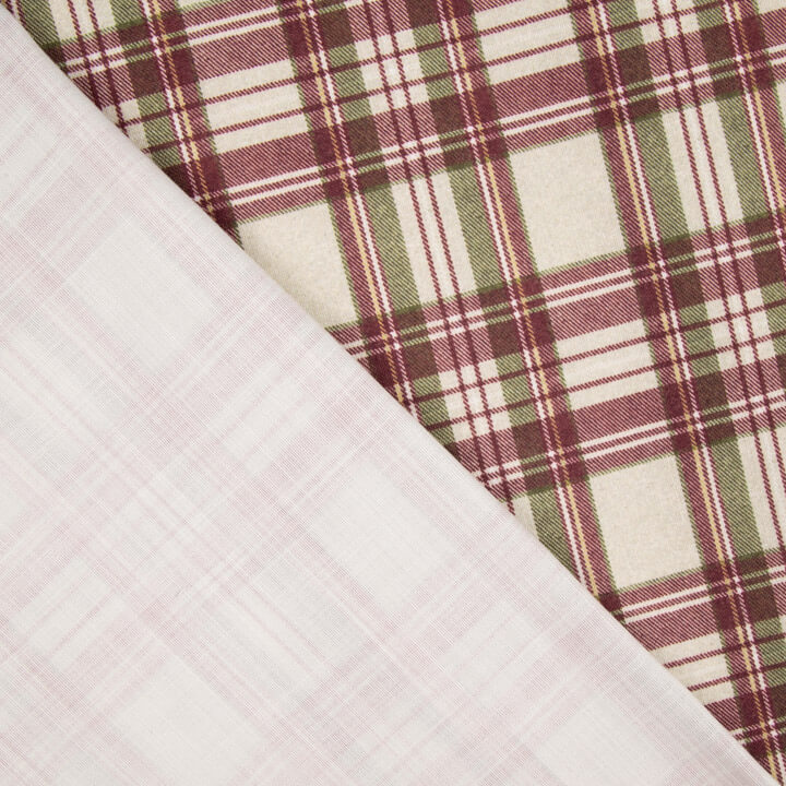 Toile de coton effet tissu de lin à carreaux Balmoral grenat - Ribes y Casals