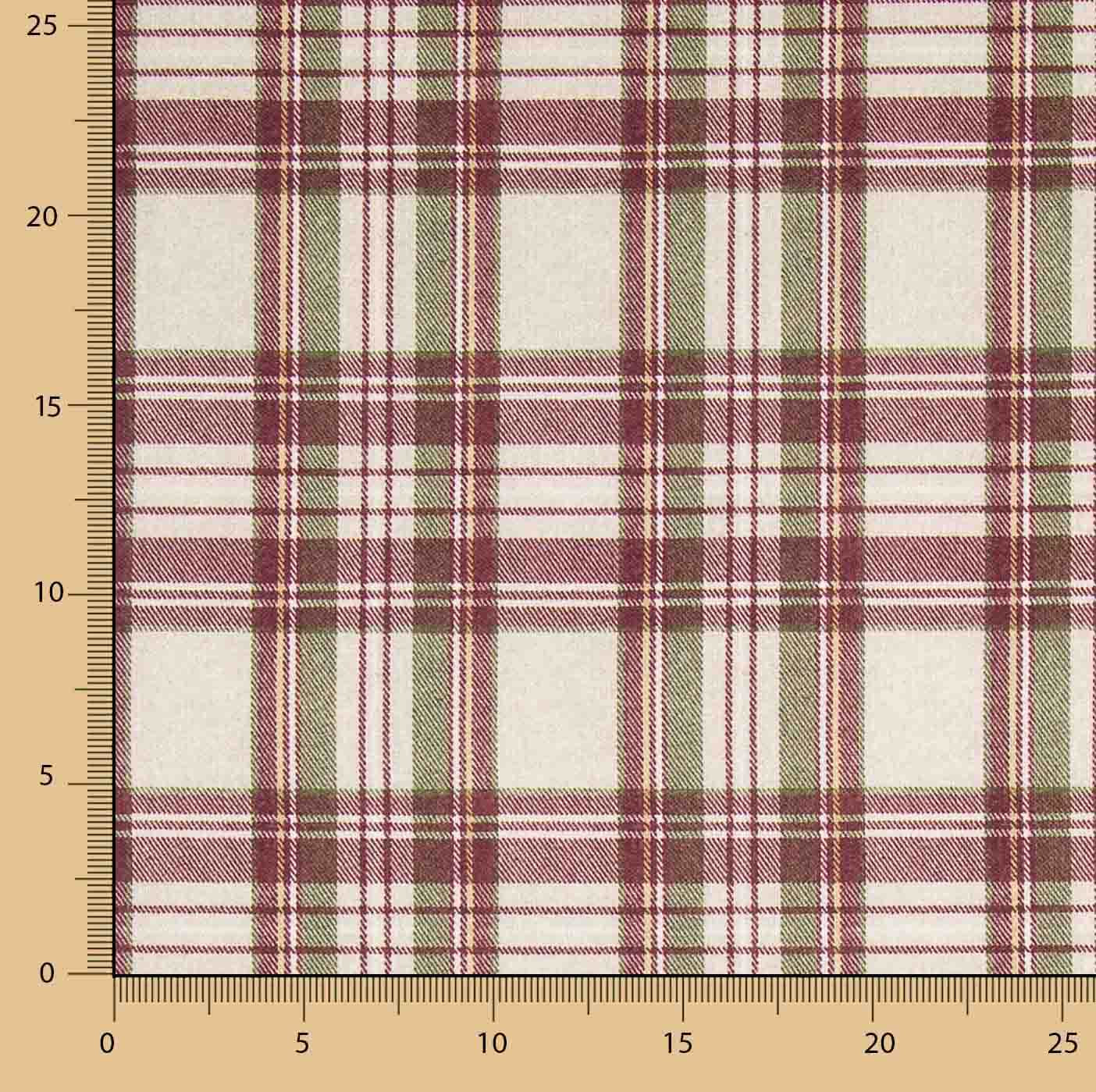 Toile de coton effet tissu de lin à carreaux Balmoral grenat - Ribes y Casals