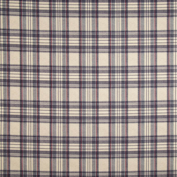 Toile de coton effet tissu de lin à carreaux Balmoral bleue - Ribes y Casals